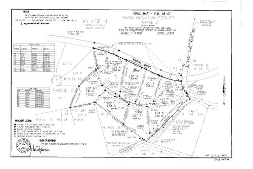 Click to see Subdivision Book 8, pg. 107 (2003) of Nevada County Recorders Subdivision Maps Book 8
