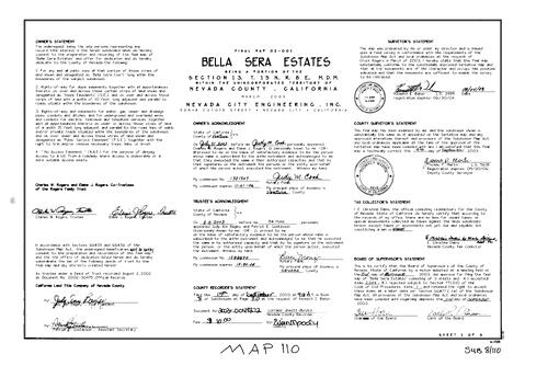 Click to see Subdivision Book 8, pg. 110 (2003) of Nevada County Recorders Subdivision Maps Book 8