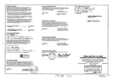 Click to see Subdivision Book 8, pg. 112 (2003) of Nevada County Recorders Subdivision Maps Book 8