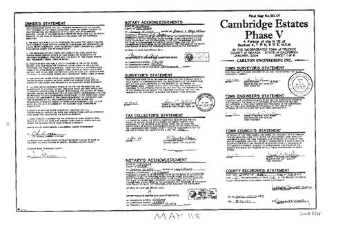 Click to see Subdivision Book 8, pg. 118 (2004) of Nevada County Recorders Subdivision Maps Book 8