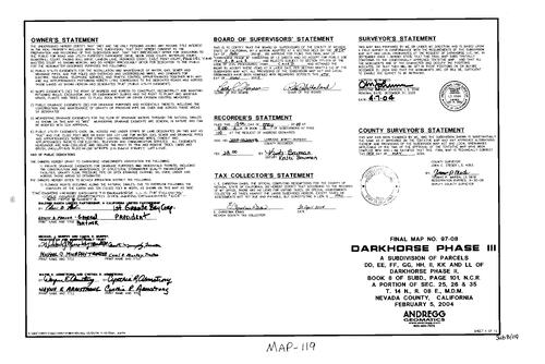 Click to see Subdivision Book 8, pg. 119 (2004) of Nevada County Recorders Subdivision Maps Book 8