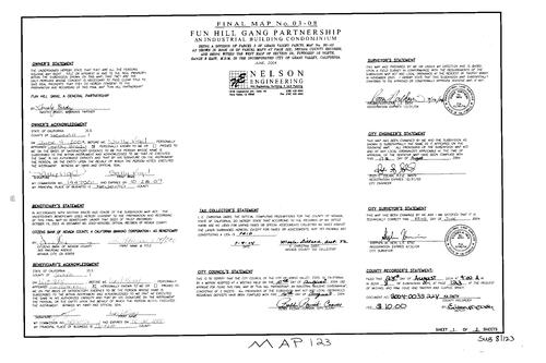 Click to see Subdivision Book 8, pg. 123 (2004) of Nevada County Recorders Subdivision Maps Book 8
