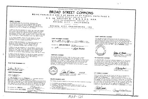 Click to see Subdivision Book 8, pg. 124 (2004) of Nevada County Recorders Subdivision Maps Book 8