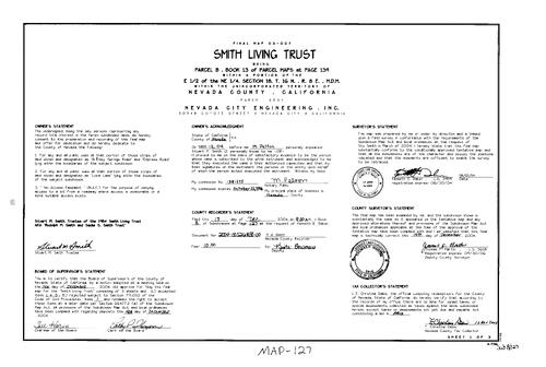 Click to see Subdivision Book 8, pg. 127 (2004) of Nevada County Recorders Subdivision Maps Book 8
