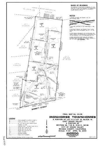Click to see Subdivision Book 8, pg. 133 (2005) of Nevada County Recorders Subdivision Maps Book 8