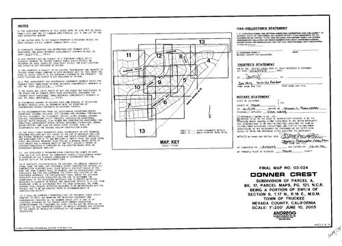 Click to see Subdivision Book 8, pg. 134 (2005) of Nevada County Recorders Subdivision Maps Book 8
