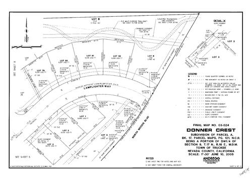 Click to see Subdivision Book 8, pg. 134 (2005) of Nevada County Recorders Subdivision Maps Book 8