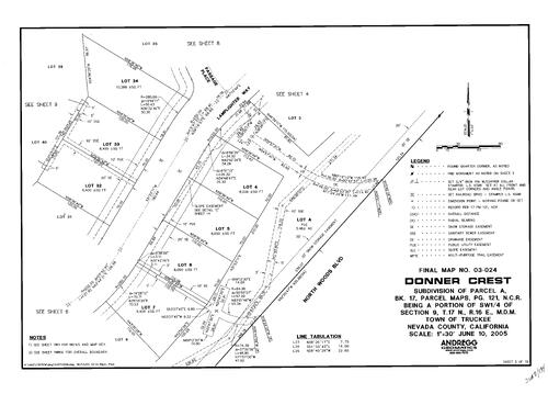 Click to see Subdivision Book 8, pg. 134 (2005) of Nevada County Recorders Subdivision Maps Book 8