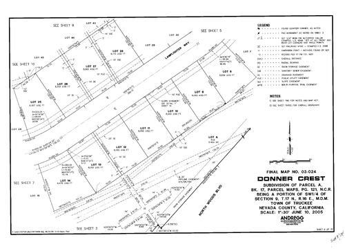 Click to see Subdivision Book 8, pg. 134 (2005) of Nevada County Recorders Subdivision Maps Book 8