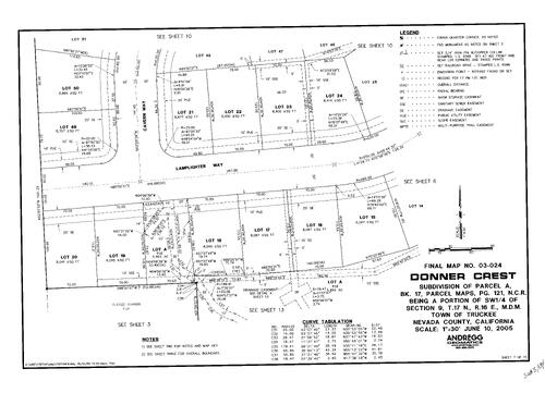 Click to see Subdivision Book 8, pg. 134 (2005) of Nevada County Recorders Subdivision Maps Book 8
