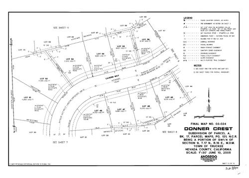 Click to see Subdivision Book 8, pg. 134 (2005) of Nevada County Recorders Subdivision Maps Book 8