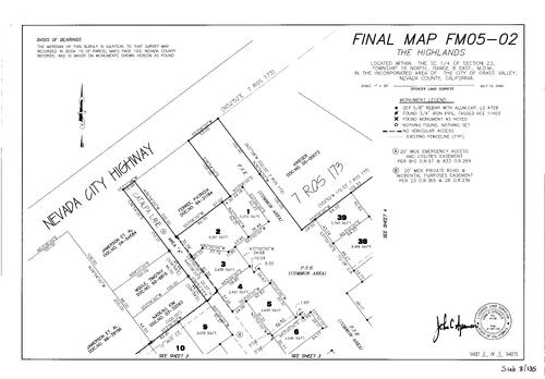 Click to see Subdivision Book 8, pg. 135 (2005) of Nevada County Recorders Subdivision Maps Book 8