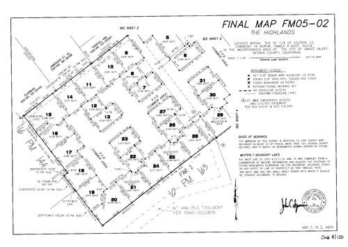 Click to see Subdivision Book 8, pg. 135 (2005) of Nevada County Recorders Subdivision Maps Book 8