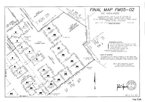 Click to see Subdivision Book 8, pg. 135 (2005) of Nevada County Recorders Subdivision Maps Book 8