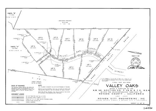 Click to see Subdivision Book 8, pg. 136 (2005) of Nevada County Recorders Subdivision Maps Book 8