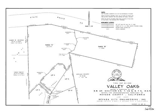 Click to see Subdivision Book 8, pg. 136 (2005) of Nevada County Recorders Subdivision Maps Book 8