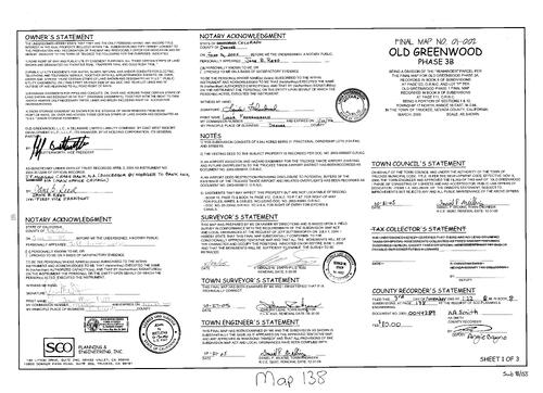Click to see Subdivision Book 8, pg. 138 of Nevada County Recorders Subdivision Maps Book 8