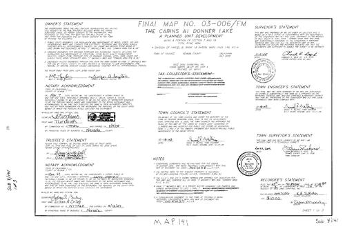 Click to see Subdivision Book 8, pg. 141 of Nevada County Recorders Subdivision Maps Book 8