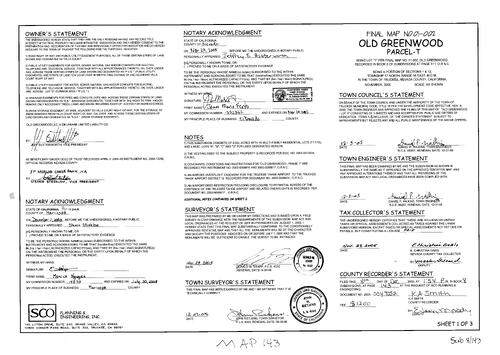 Click to see Subdivision Book 8, pg. 143 of Nevada County Recorders Subdivision Maps Book 8