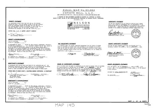 Click to see Subdivision Book 8, pg. 145 of Nevada County Recorders Subdivision Maps Book 8