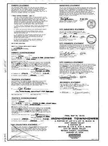 Click to see Subdivision Book 8, pg. 149 of Nevada County Recorders Subdivision Maps Book 8