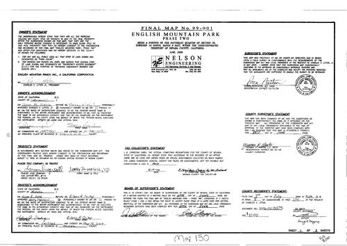 Click to see Subdivision Book 8, pg. 150 of Nevada County Recorders Subdivision Maps Book 8