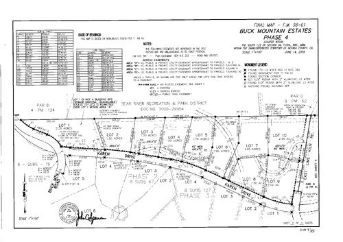 Click to see Subdivision Book 8, pg. 151 of Nevada County Recorders Subdivision Maps Book 8