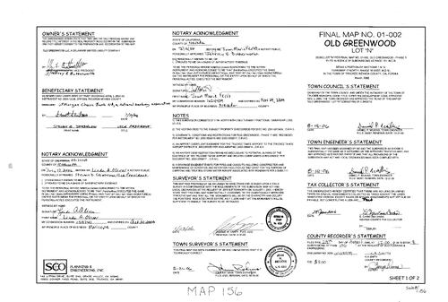 Click to see Subdivision Book 8, pg. 156 of Nevada County Recorders Subdivision Maps Book 8