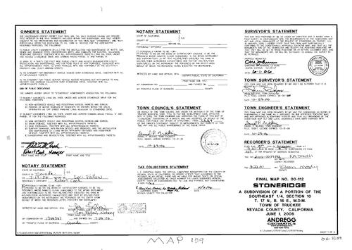 Click to see Subdivision Book 8, pg. 159 of Nevada County Recorders Subdivision Maps Book 8