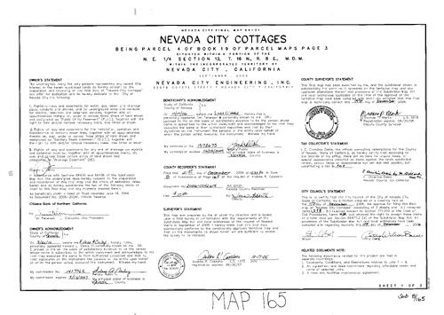 Click to see Subdivision Book 8, pg. 165 of Nevada County Recorders Subdivision Maps Book 8