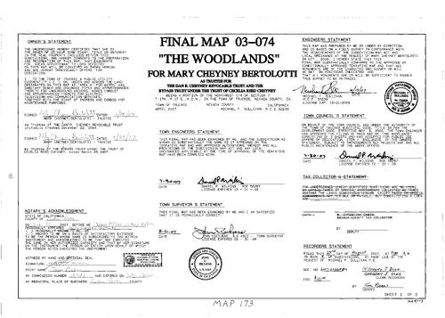 Click to see Subdivision Book 8, pg. 173 of Nevada County Recorders Subdivision Maps Book 8