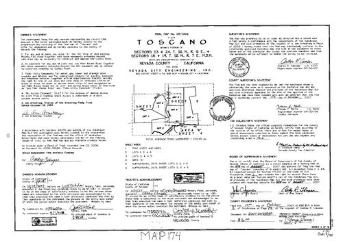 Click to see Subdivision Book 8, pg. 174 of Nevada County Recorders Subdivision Maps Book 8