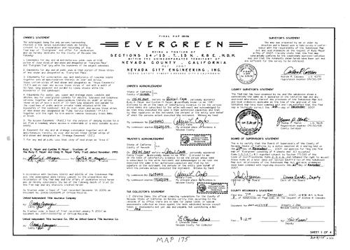 Click to see Subdivision Book 8, pg. 175 of Nevada County Recorders Subdivision Maps Book 8