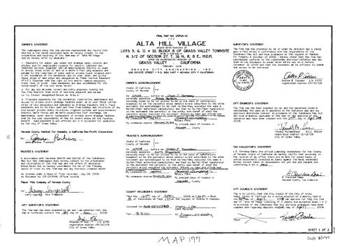 Click to see Subdivision Book 8, pg. 177 of Nevada County Recorders Subdivision Maps Book 8