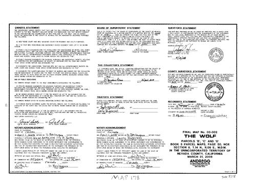 Click to see Subdivision Book 8, pg. 178 of Nevada County Recorders Subdivision Maps Book 8