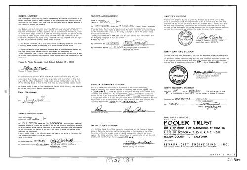 Click to see Subdivision Book 8, pg. 184 of Nevada County Recorders Subdivision Maps Book 8