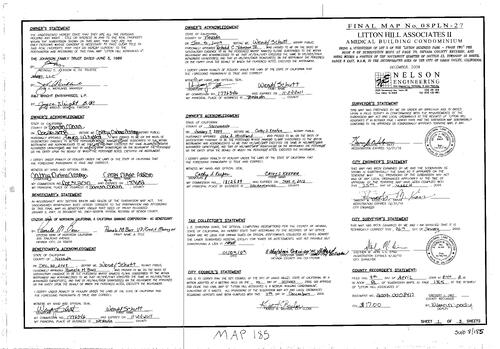 Click to see Subdivision Book 8, pg. 185 of Nevada County Recorders Subdivision Maps Book 8