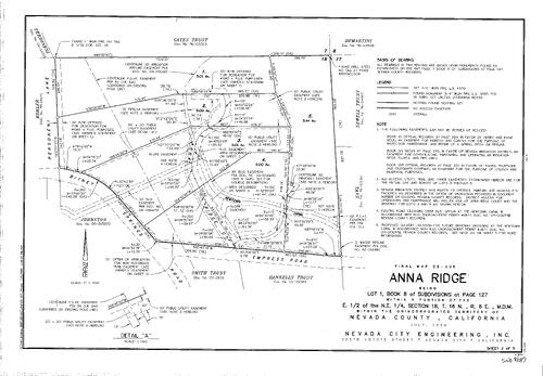 Click to see Subdivision Book 8, pg. 187 of Nevada County Recorders Subdivision Maps Book 8
