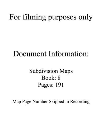 Click to see Subdivision Map Book 8, pg. 191 of Nevada County Recorders Subdivision Maps Book 8
