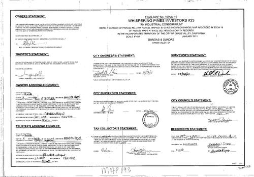 Click to see Subdivision Book 8, pg. 193 (2011) of Nevada County Recorders Subdivision Maps Book 8