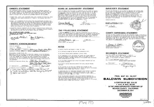 Click to see Subdivision Book 8, pg. 195 of Nevada County Recorders Subdivision Maps Book 8