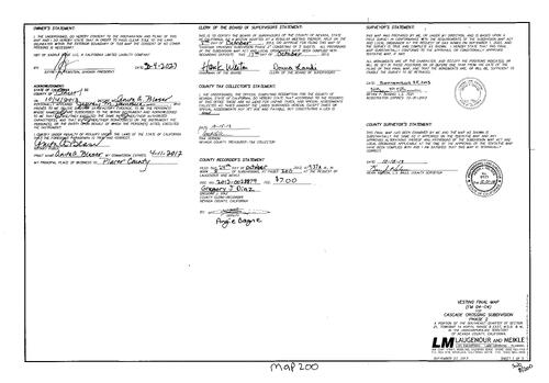 Click to see Subdivision Book 8, pg. 200 (2013) of Nevada County Recorders Subdivision Maps Book 8