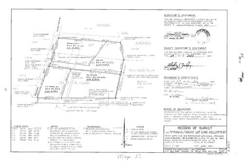 Click to see Record of Survey Book 10, pg. 12 (1987) of Nevada County Recorders Survey Maps Book 10
