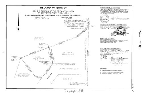 Click to see Survey Book 10, pg. 58 (1988) of Nevada County Recorders Survey Maps Book 10