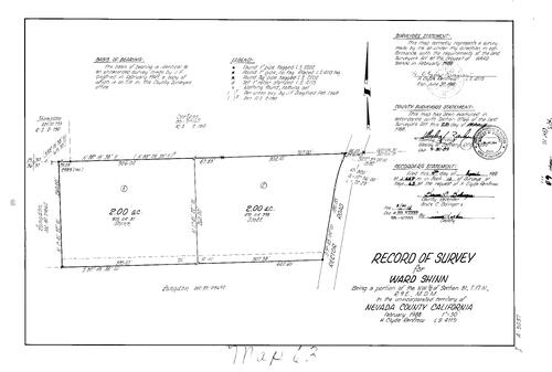 Click to see Survey Book 10, pg. 63 (1988) of Nevada County Recorders Survey Maps Book 10