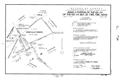 Click to see Record of Survey Book 10 pg. 83 (1988) of Nevada County Recorders Survey Maps Book 10