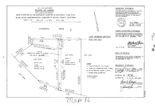 Click to see Record of Survey Book 10 pg. 86 (1988) of Nevada County Recorders Survey Maps Book 10