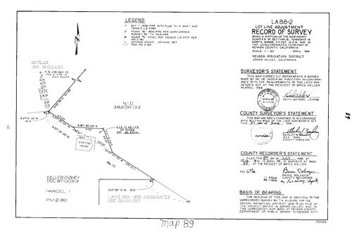 Click to see Record of Survey Book 10 pg. 89 (1988) of Nevada County Recorders Survey Maps Book 10