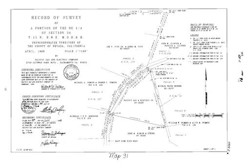 Click to see Record of Survey Book 10 pg. 91 (1988) of Nevada County Recorders Survey Maps Book 10