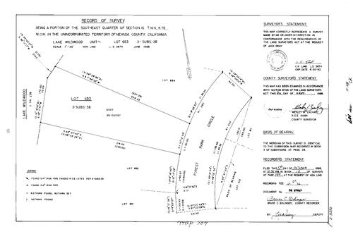 Click to see Record of Survey Book 10, pg. 107 (1988) of Nevada County Recorders Survey Maps Book 10